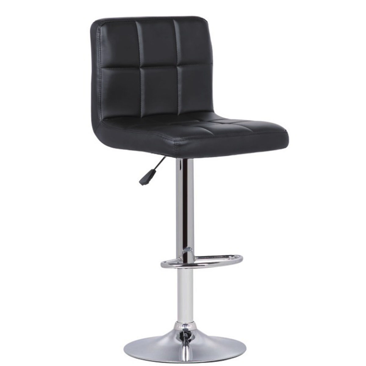 Square Stitching Seat Bar Stool Black Chrome # JS-602